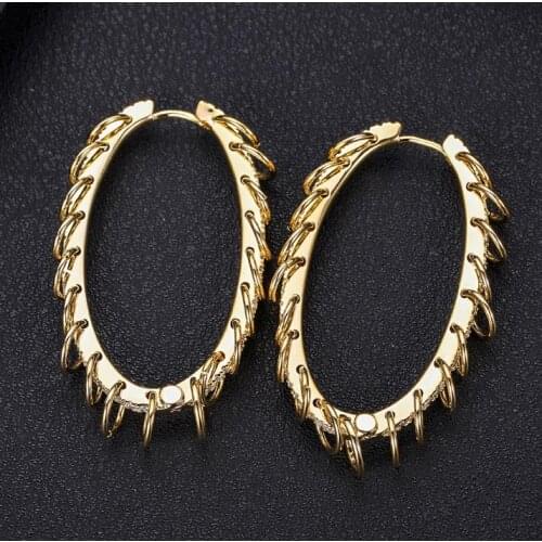 ACCKING Luxury CZ Punk Hoop Earring For Women Accessories Hiphop Rock Earrings Jewelry pendientes mujer moda