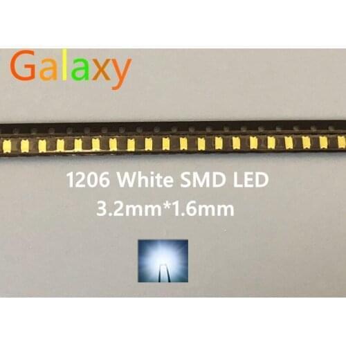 SMD 1206 White Led 1206 smd led cool white Super Bright LED Diode Light 5000-8000k 200-300mcd 3.0-3.6v 200PCS