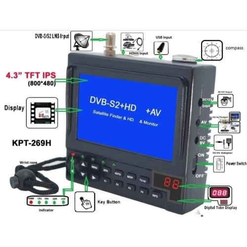 KPT-269H DVB-S2 SatelliteFinder Full HD Digital Satellite TV Receiver Finder Meter MPEG-4 Modulator DVB-S Satellite Finder