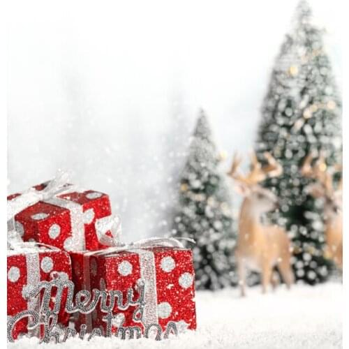 VinylBDS Christmas Backdrop Gift Christmas Tree Snow 5x7ft(1.5x2.2m) Background