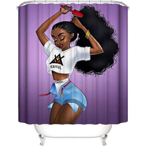 3D Beauty Girl Printed Waterproof Shower Curtain Bathroom Decor with Hooks Bath Mat Set Pedestal Rug Lid Toilet Cover