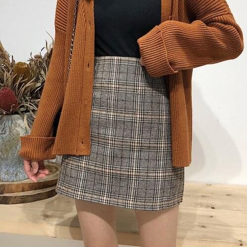 Skirts Women Mini Plaid School Students Retro High Waist Harajuku Leisure Trendy Womens Skirt Zipper Autumn Kwaii Female Vintage