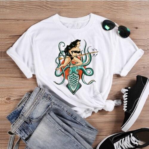 Octopus Printed Woman Tshirt Female Tee Top Summer Short Sleeve Woman Tshirt Harajuku Tops