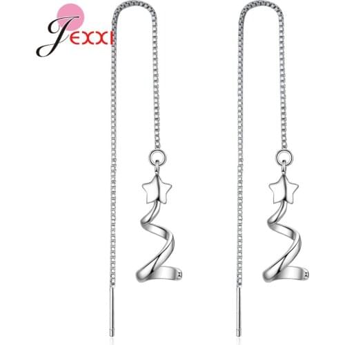 Hot Sale Summer 925 Sterling Silver Jewelry Stylish Box Chain Spiral Thousand Paper Cranes Drop Earrings For Woman Girls Party