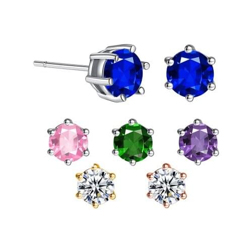 Golden Transparent Color Colorful AAA Zircon Fashion Lightweight Six-claw Style Womens Earrings Engagement Jewelry Ladies Gift