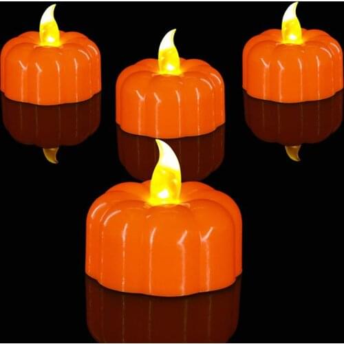 12Pcs Halloween Candle Light Pumpkin LED Lights Halloween Flameless Candles Lamps Home Ornaments Props Halloween Decoration Lamp