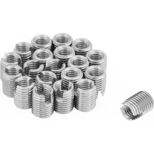 20Pcs Wire Thread Insert Bushing Screws Sleeve Stainless Steel Self Tapping Slotted Screw Threaded Helical Repair Insert M4x8mm