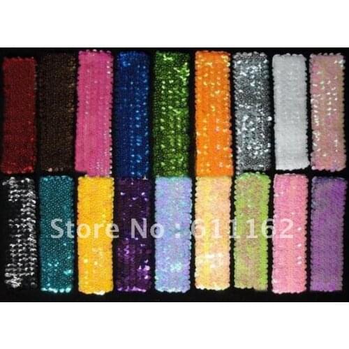 500pcs 1'' Sequin Headbands Baby Headbands For Girl Stretch 1 Inch Sequin Headband