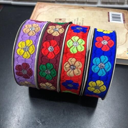 9yards/lots wide about 2.5cm Woven Jacquard Ribbon Trims flowers pattern for curtain and clothing accessory LS-236