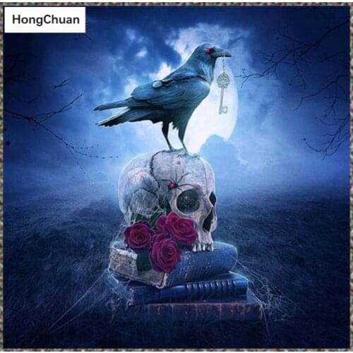 Skull Crow New DIY 5D Square/Round Diamond Embroidery Mural Diamond Painting Cross Stitch Mosaic Home Decoration Gift
