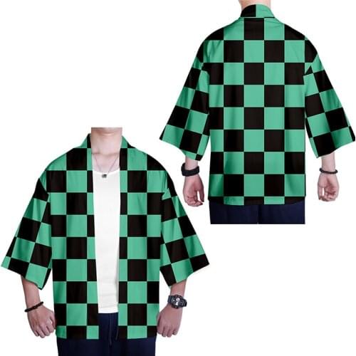 Anime Demon Slayer Kimetsu Tanjiro Kamado Cosplay Costume Men Women Kimono Jackets For Halloween Party 2XS-4XL C30K119