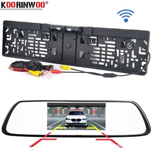 Koorinwoo EU License 4.3 inch Car HD Rearview Mirror Monitor CCD Video Auto Parking Assistance LED Lights Car Rear View Camera