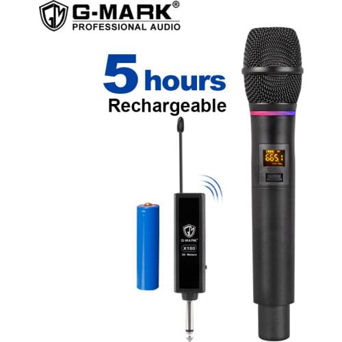 G-MARK X180 UHF Wireless Microphone Dynamic Karaoke Handheld With Flash Match Receiver 50 m Long Distance Revceive