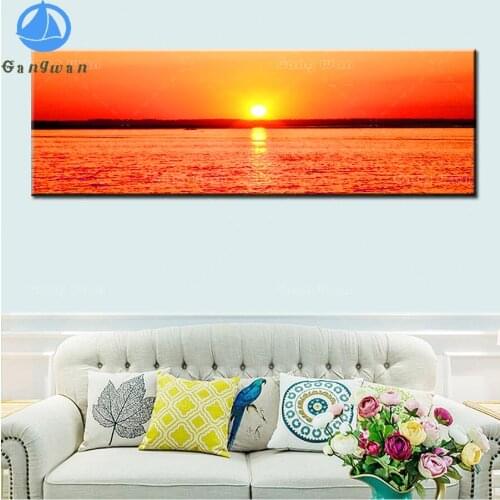 Large Diamond Mosaic Sunrise sea level Diamond Painting Landscape Full Square Diamond Embroidery sunset Pictures Of Rhinestone