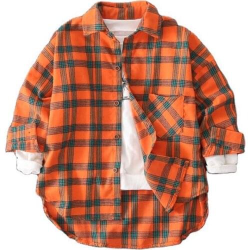 Childrens clothing boys long-sleeved cotton shirt new spring/autumn big kids lapel shirt 4-12 years old