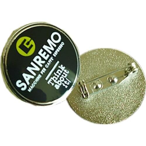 Custom logo Enamel badge hot black nickel round pin k200412