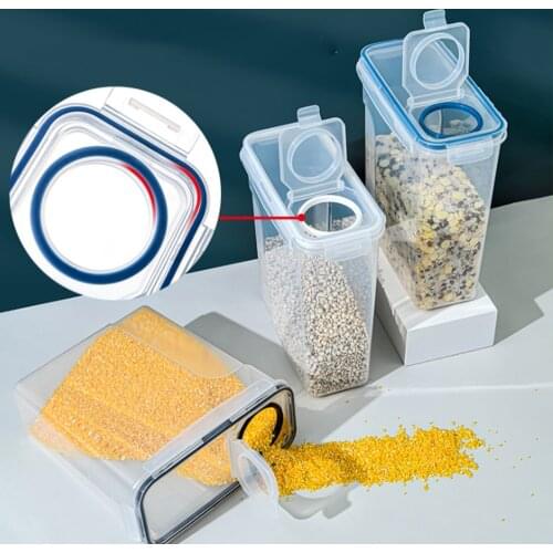 Sealing Tank With Cover Food Storage Container Plastic Kitchen Refrigerator Box Multigrain Storage Tank Transparent Sealed Cans