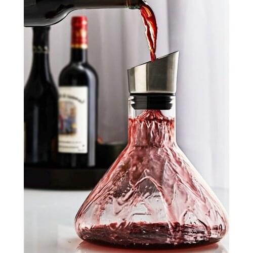 Wine Decanter Crystal 100% Hand Blown Wine Carafe for Red Wines Brilliant Decanter with Stainless Steel Aerator