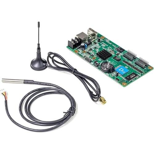 HD-D10+Temperature Display, WiFi Controller, RGB Full Color LED SIFN Controller, Convertible English, Support WiFi, U Disk