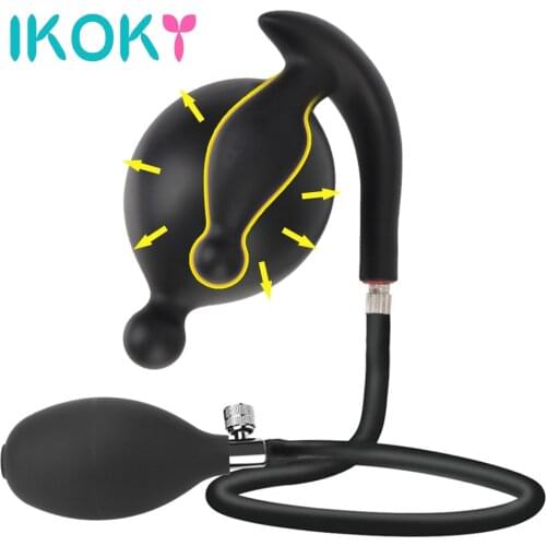 IKOKY Anal Plug Expandable G-spot Prostate Massager Adult Dildo Pump Inflatable Butt Dilator Butt Plug Sex Toys for Man Women