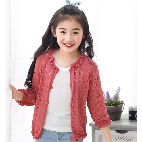 Kids Girls Cardigan Sweater Girls Sweaters Casual Solid Long sleeve baby girl knitted cardigan sweaters for girls big kids