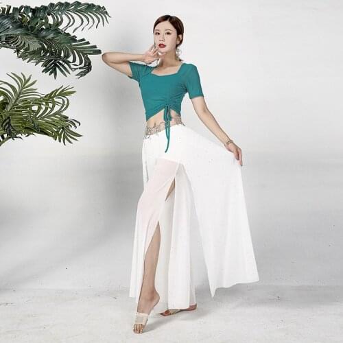 Oriental Bellydance Practice Clothing For Women Net Yarn 2 Piece Set Indian Belly Dance Costume Training Suit Dancewear For Girl