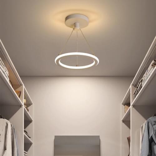 Nordic creative simple chandelier 19W corridor entrance entrance hall balcony ring led chandelier acrylic aluminum chandelier