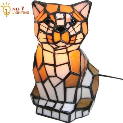 Tiffany Fashion Individual Cute Animal Glass Table Lamp Art Decor Home Bedside Led Night Lights Bedroom Study Reading Gifts Cafe