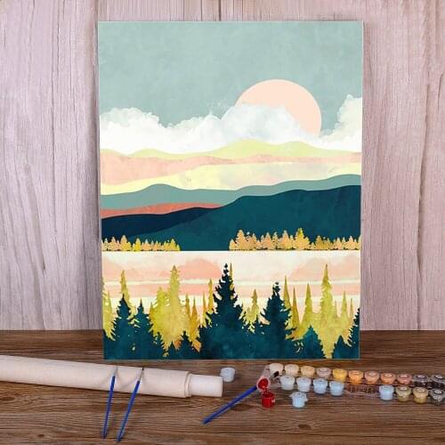 Landscape Mountain DIY Paint By Numbers Set Acrylic Paints 50*70 Canvas Pictures Handmade Kids Handiwork Drawing