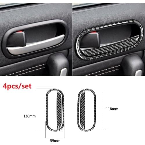 Carbon Fiber Door Handle Frame Cover Sticker For Mazda MX-5 Miata 2009-2015 Door Trim Interior MX5 NC Roadster Car Accessories