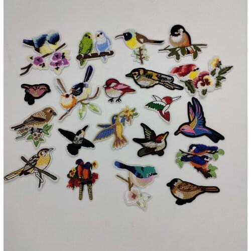 2017 year high Different types of bird patterend hot melt adhesive applique embroidery patches stripes DIY clothing accessory