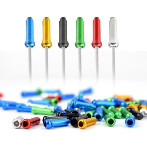 50pcs MTB Bike Bicycle Brake Shifter Inner Cable Tips Crimps Aluminum Cycle Cycling Part Shift Cables End Caps Bike Accessories