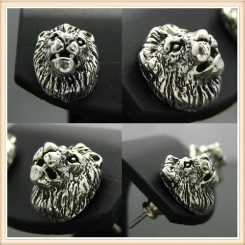 Newest retro hippie lion earring for women men Fashion animal earring for watch women men stud jewelry
