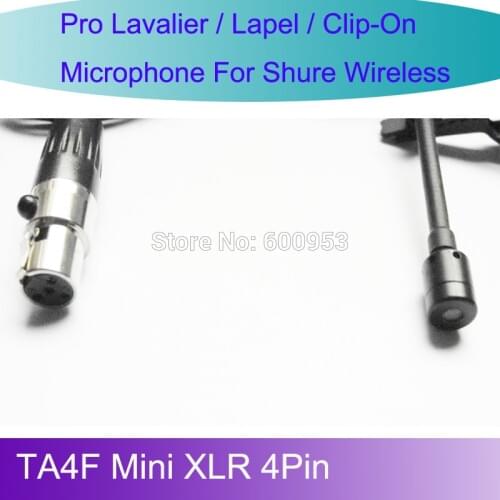 Pro MICWL L4P New Tie Lavalier Lapel Microphone for Shure Wireless belt pack bodypack TA4F Mini XLR 4Pin
