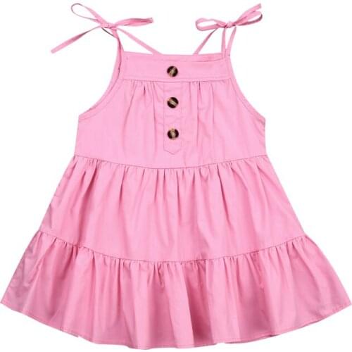 Toddler Girls Dress Clothes Summer 2021 Kids clothes Baby Girls Sleeveless Solid Button Dress Girls Beach Dress Clothes Vestidos