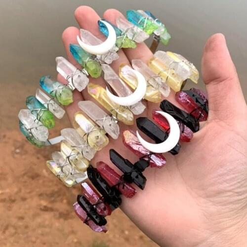 Quartz Headband Princess Headpiece Bridal Hair Adornments Raw Stones Alloy Wire Entangle Daily Hair Decoration for Women