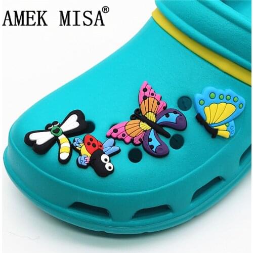 9 Pcs a Set PVC Insect Shoe Buckles Accessories Charm Beautiful Butterfly Dragonfly Bee Garden Shoe Croc Decorations fit JIBZ
