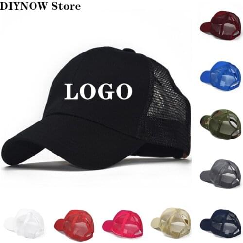 Ponytail hat factory price DIY baseball cap for women Men custom logo mesh summer printed logo snapback cap print logo hat