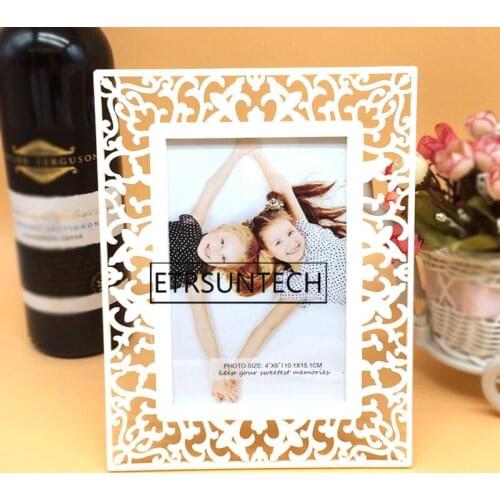 50pcs Modern Rectangle Hollow Out Flower Pattern Photo Frame 7inch Plastic Picture Frame Home Decor For Kids Gift