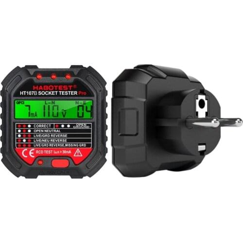 HT107 Socket Tester Voltage Line Tester RCD Voltage Measurement EU/UK/US Plug M4YC