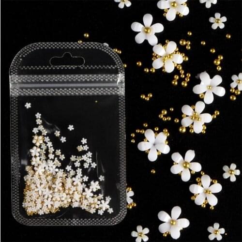 Y1UF 1Bag Acrylic Flower Nail Art Decoration Mixed Size Manicure Tool Accessories for DIY Nails Design