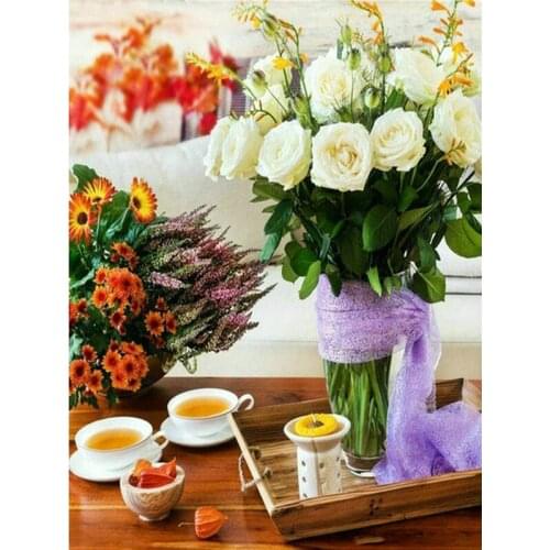 YIKEE Diamond Painting Full Drill Flower Diamond Embroidery Picture Of Rhinestones Beadwork k672