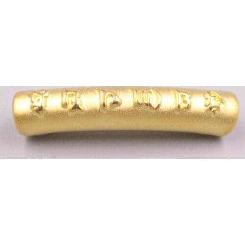 Gold Jewelry Girl Fox 3D Hard Gold Charms Six Word Sutra Tube 999 Gold For Women Wdeeing Gift Lucky Gift Loose Beads