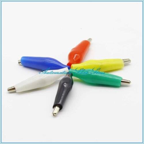 10Pcs 5color Insulation Boot Metal Alligator Clip Electric Test 35MM Lead colorful small crocodile clip