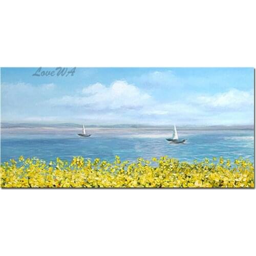 100% Hand-painted Outdoor Sea Scenery Paintings Art Modern Living Room Decorative Seascape Oil Painting Canvas Wall Art No Frame