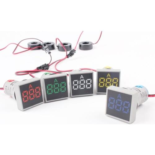 22mm Measuring Range 0-100A Current mete meter indicator pilot light Red Yellow Green white Blue digital ammeter LED