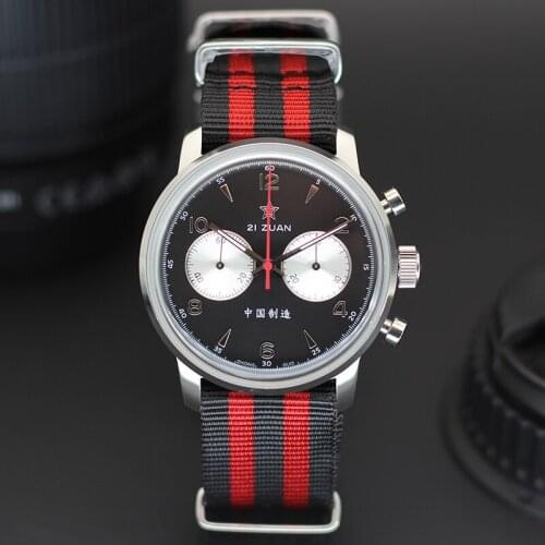 42mm Panda 1963 Pilot Chronograph Mens Watch 1901 Seagull Mechanical Manual Winding Men Watches Sapphire Gooseneck Luxury Clock