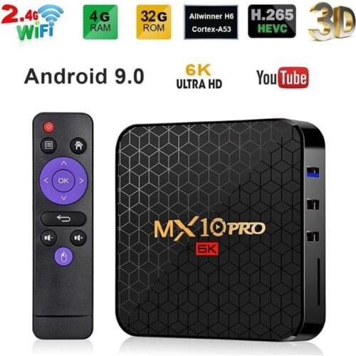 6k Tv Box Mx10 Pro Android 9.0 Allwinner H6 Quad Core 4gb 32gb 64gb 2.4g Wifi Usb3.0 Support 6k*4k H.265 Smart Media Player