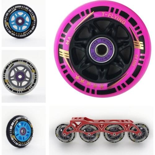 8 pieces 84mm inline skates wheels for speed skating Roller Skate Tyre for CITYRUN PS 84A 84 Rodas ILQ-11 608 bearing spacer