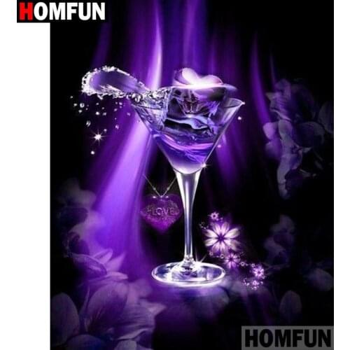HOMFUN Full Square/Round Drill 5D DIY Diamond Painting "Wine glass heart" 3D Diamond Embroidery Cross Stitch Home Decor A18847